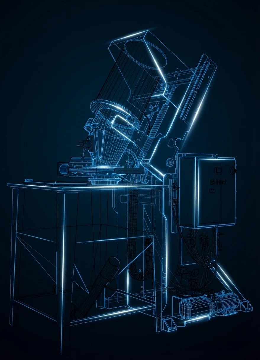 Valve and piping wireframe with surface mesh